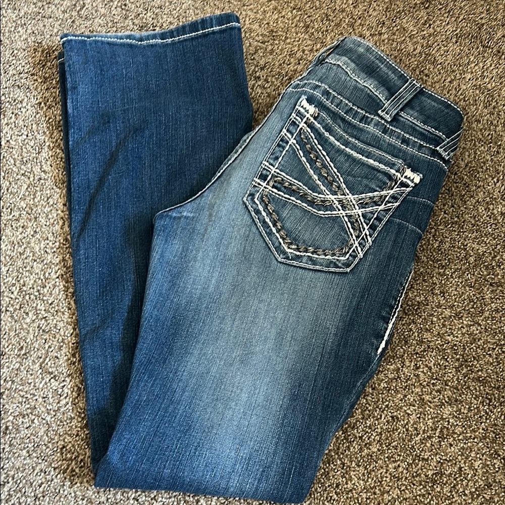 Ariat Women's Boot Cut Jeans - Dark and Light Blue